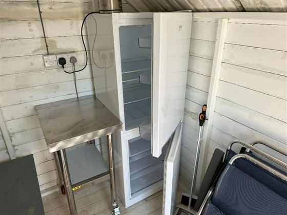 Fridge, freezer, kettle and prep table