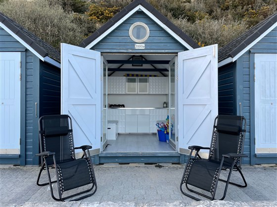Front of beach hut 