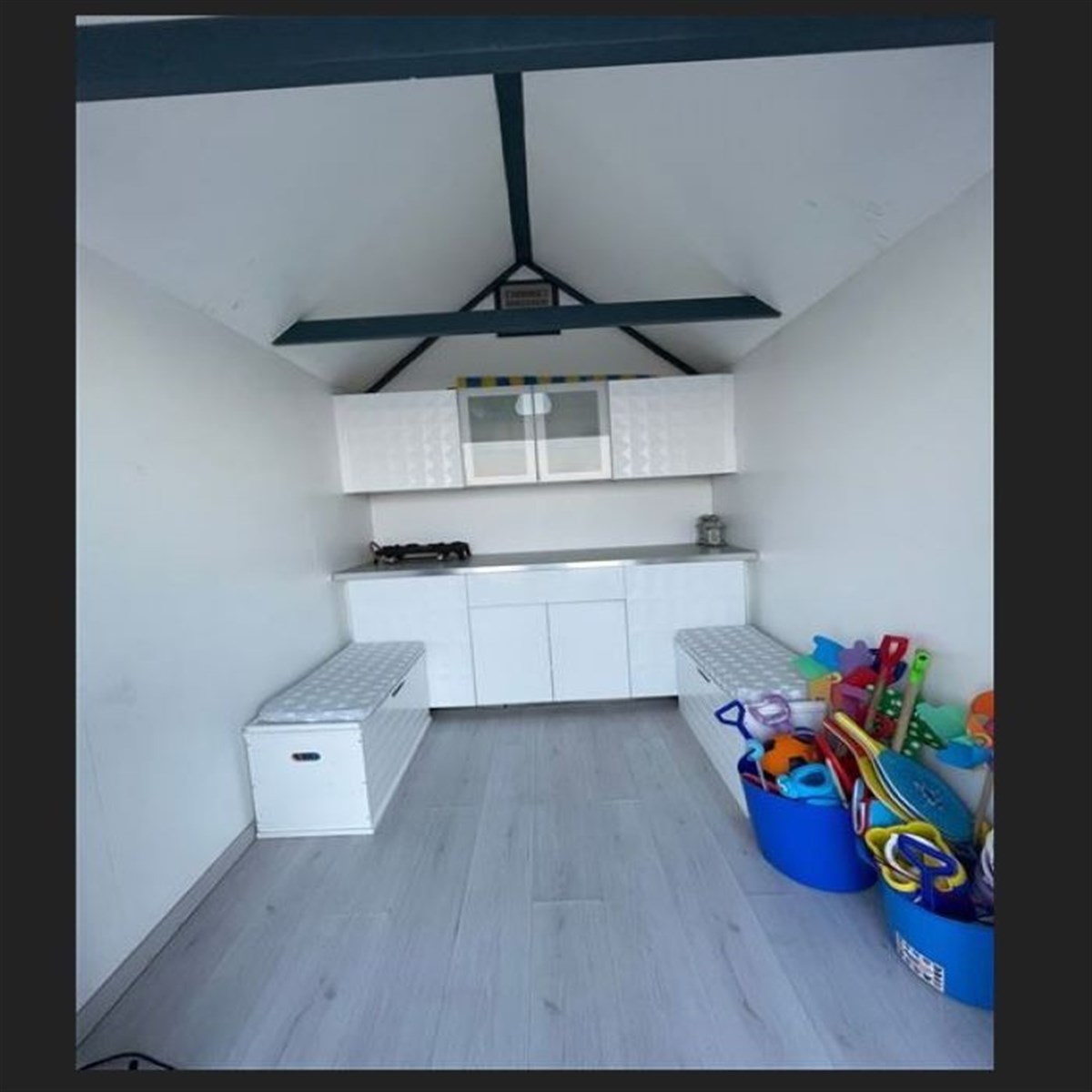 Inside beach hut