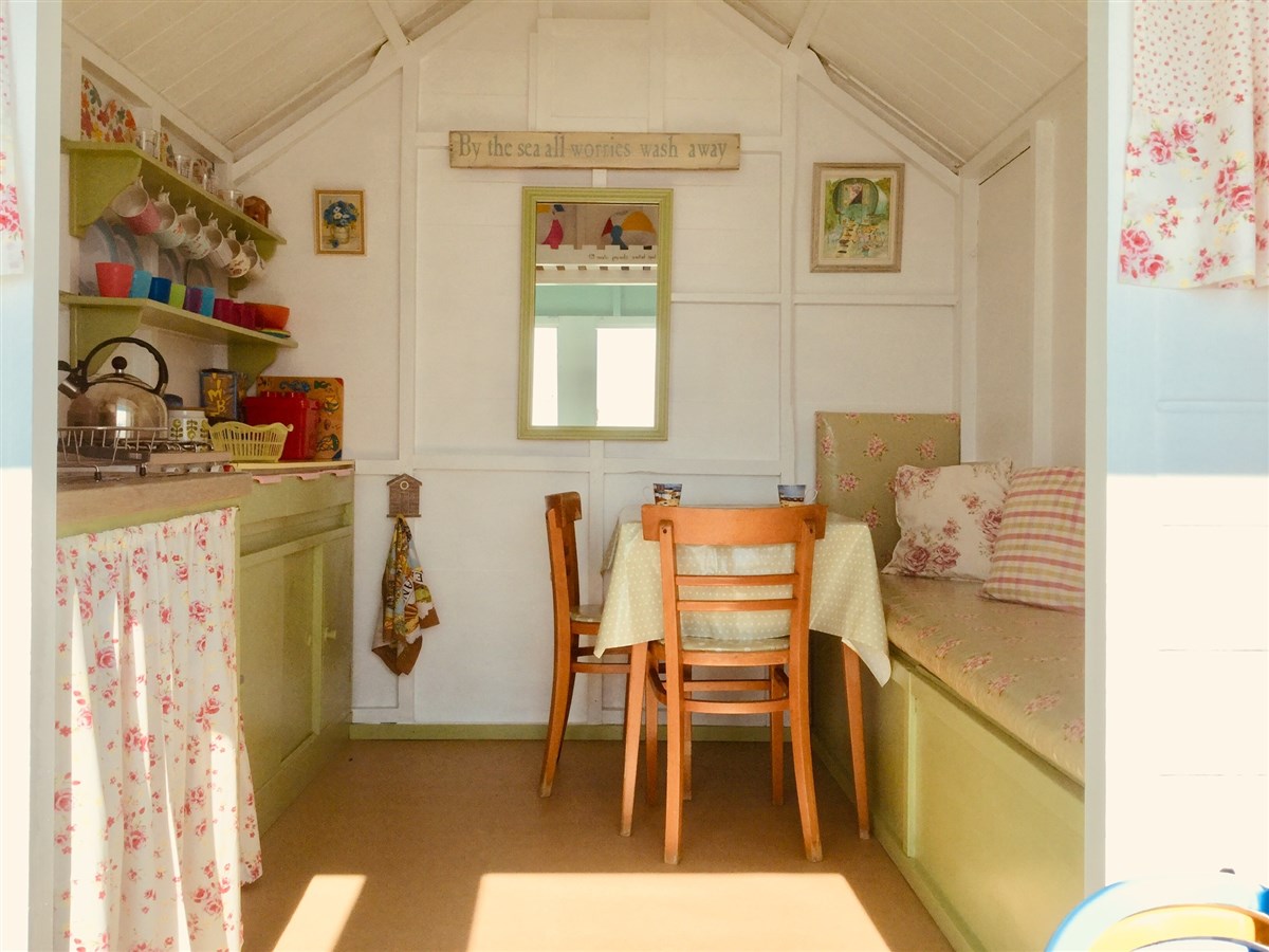 Inside the hut