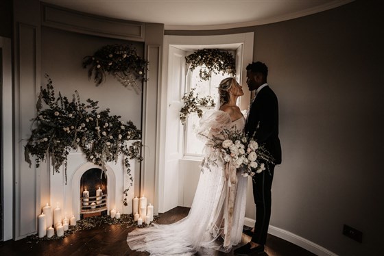 Intimate turret wedding