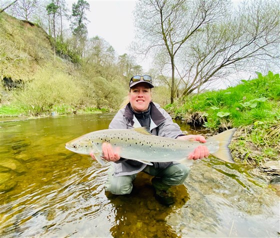 Shanon from USA with her first Spring Salmon.