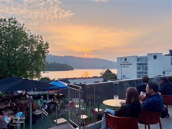 Sunset Over Lake Windermere at The Lake View Garden Bar