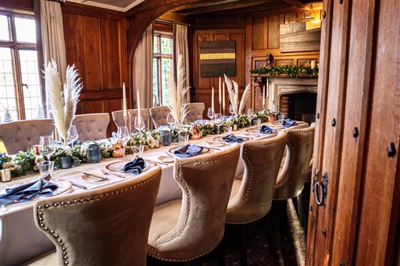 The Boardroom laid for a Christmas Wedding