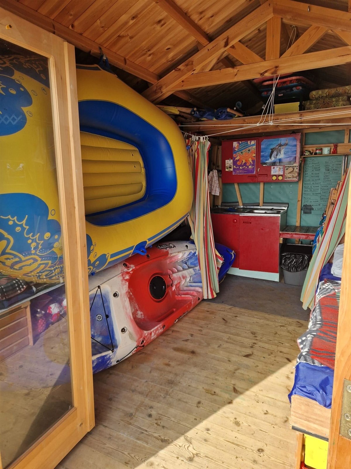 Inside the hut
