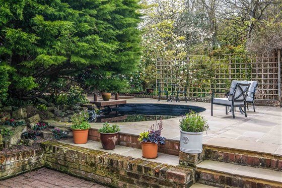 Relax by the Koi pond at the end of the day 