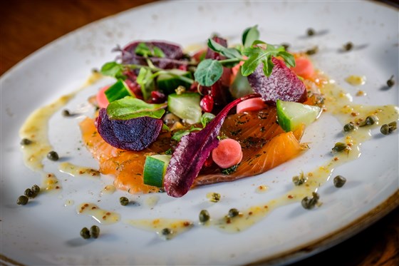 Cured smoked salmon gravalax