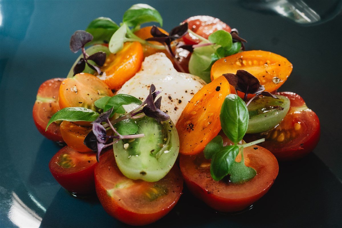 Isle of Wight Heritage Tomato, Burrata and Basil Salad