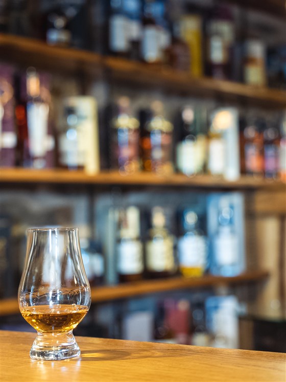 Great collection of whiskies in Whisky Barn, the bar