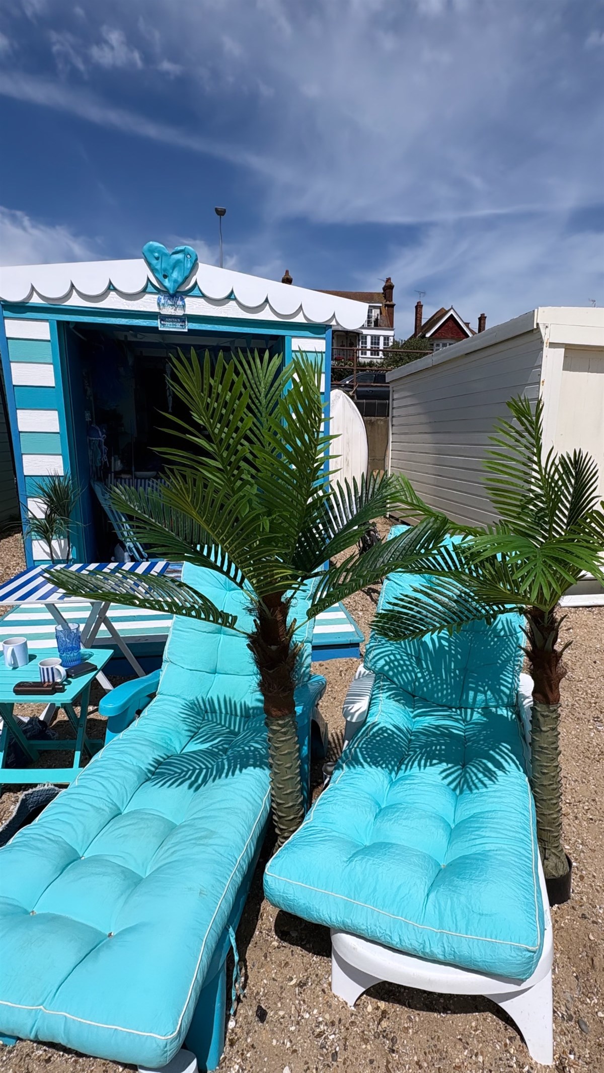 Terrace with luxury sun loungers and chairs for 10 people 