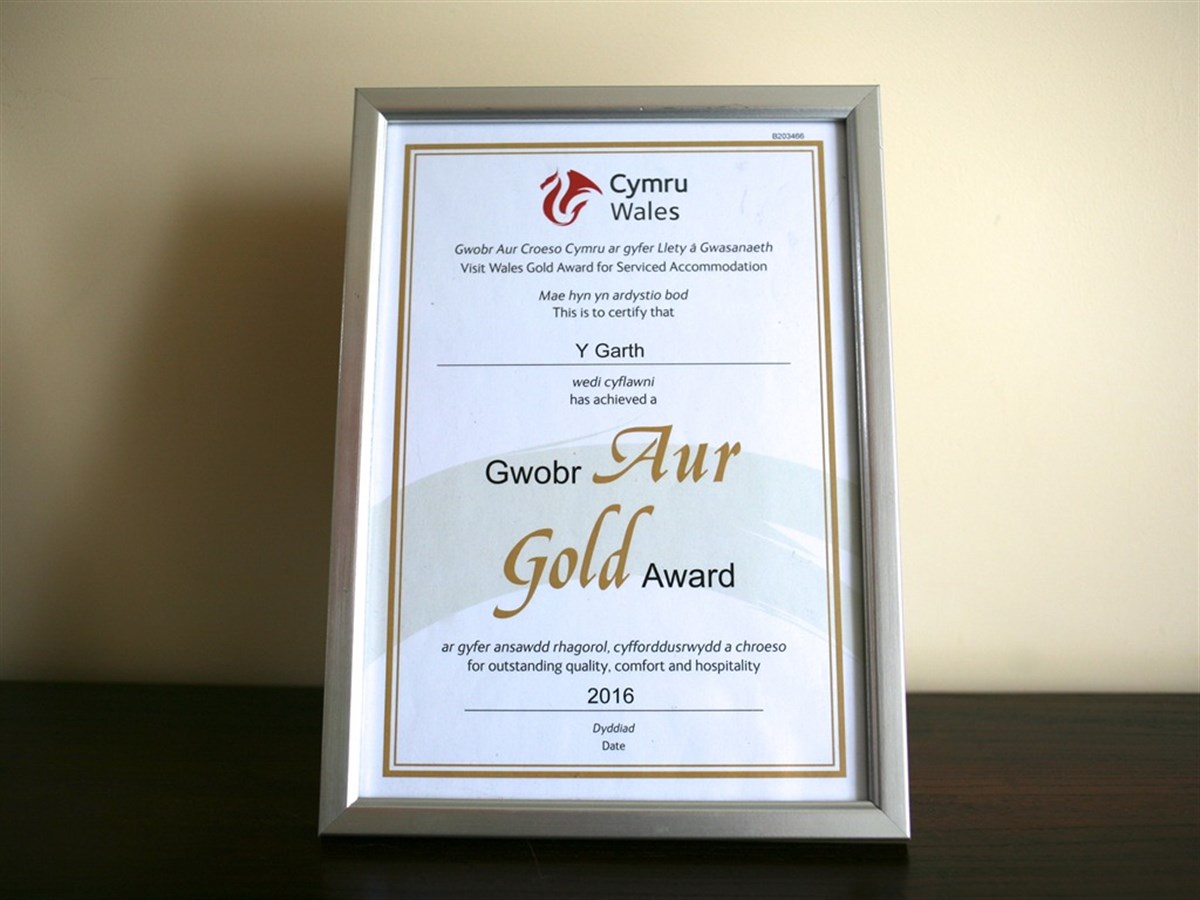 Premio de Oro 5* otorgado por Visit Wales por noveno año consecutivo.