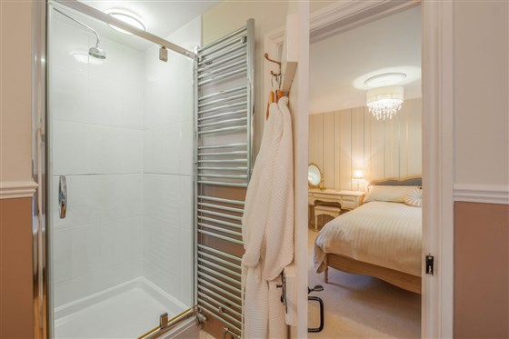 Bluebell bathroom with deep tub and separate shower