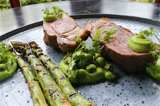 Pressed Leg of Lamb with Pea and Mint Fricassee