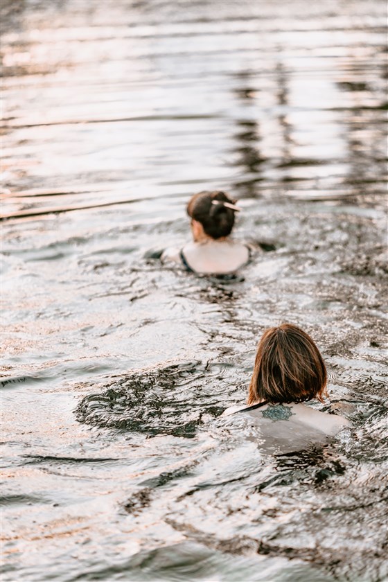 Wild swimming in wildlife pond