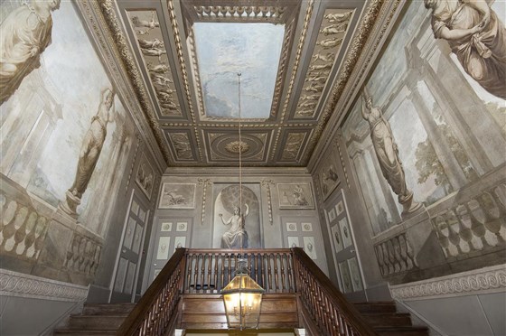 The painted staircase in Boconnoc House