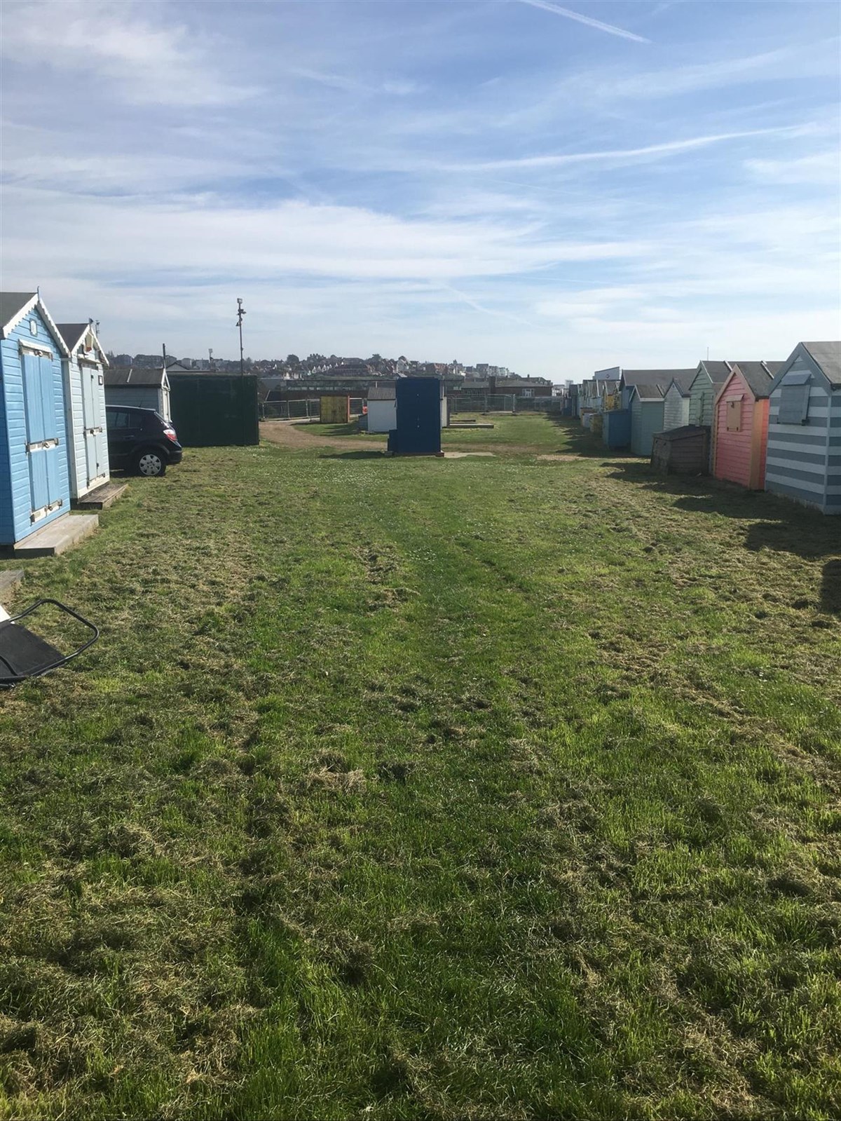 Grassy area and toilets