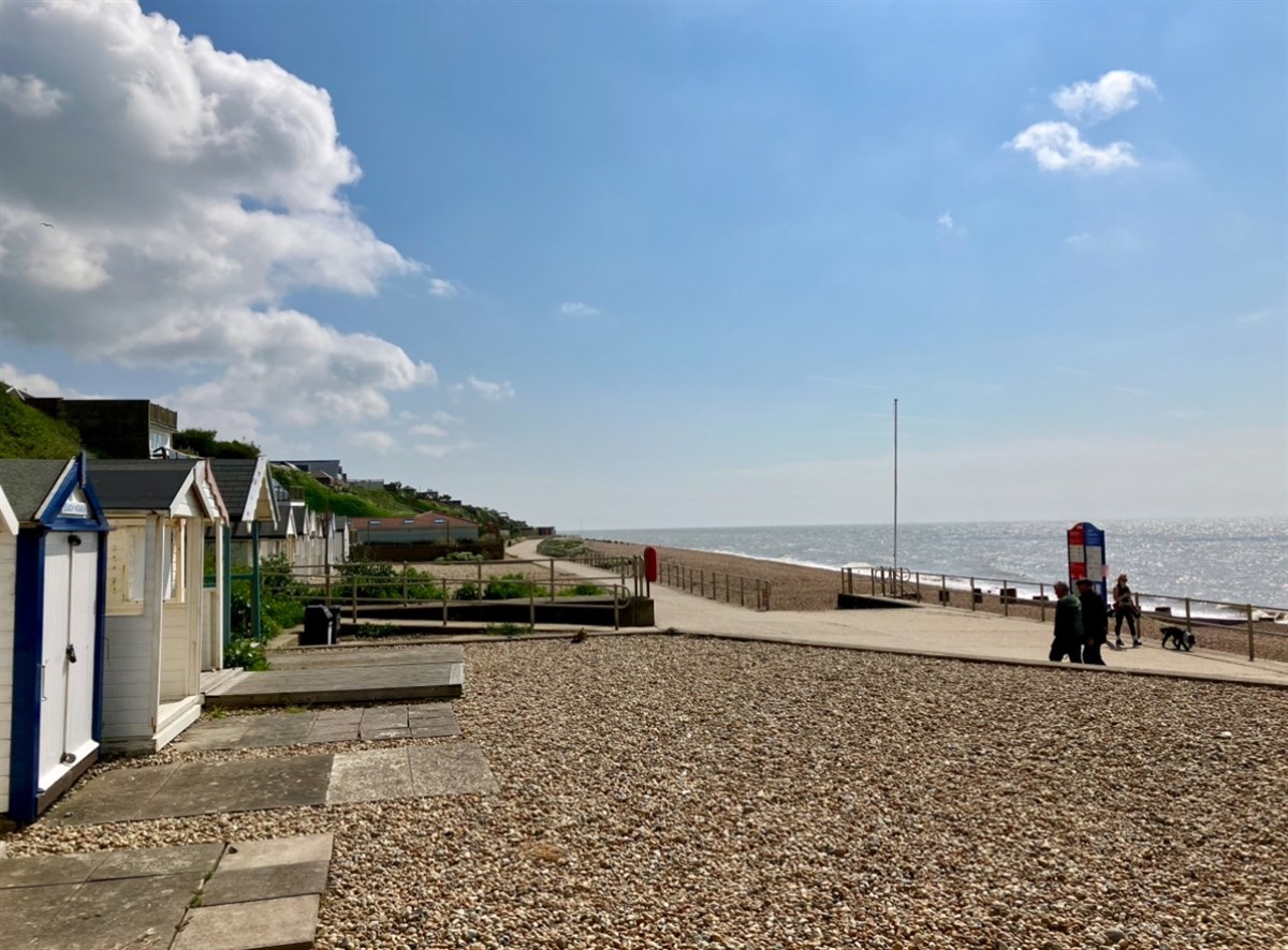 View to the left standing at the front of the beach hut