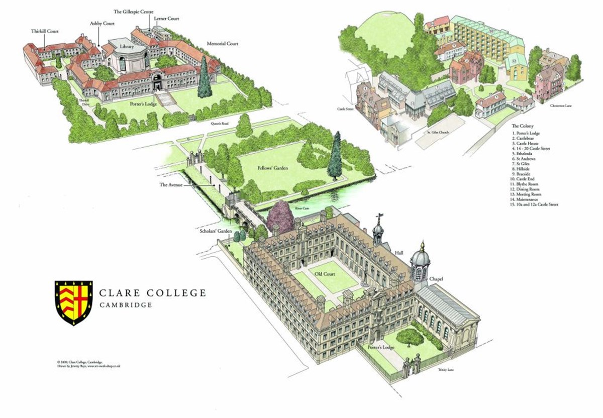Map of all-sites at Clare College