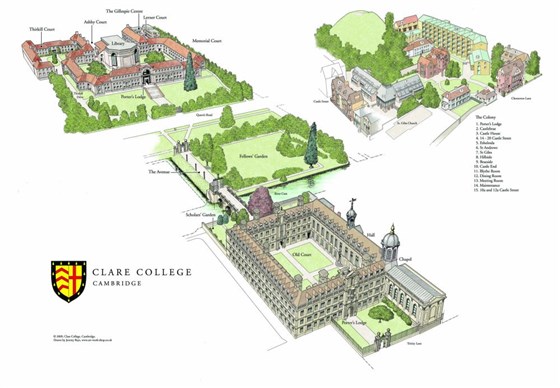 Map of all-sites at Clare College