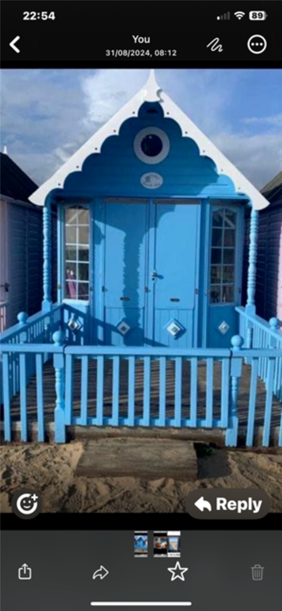 Beachfront Blue Beach Hut Exterior