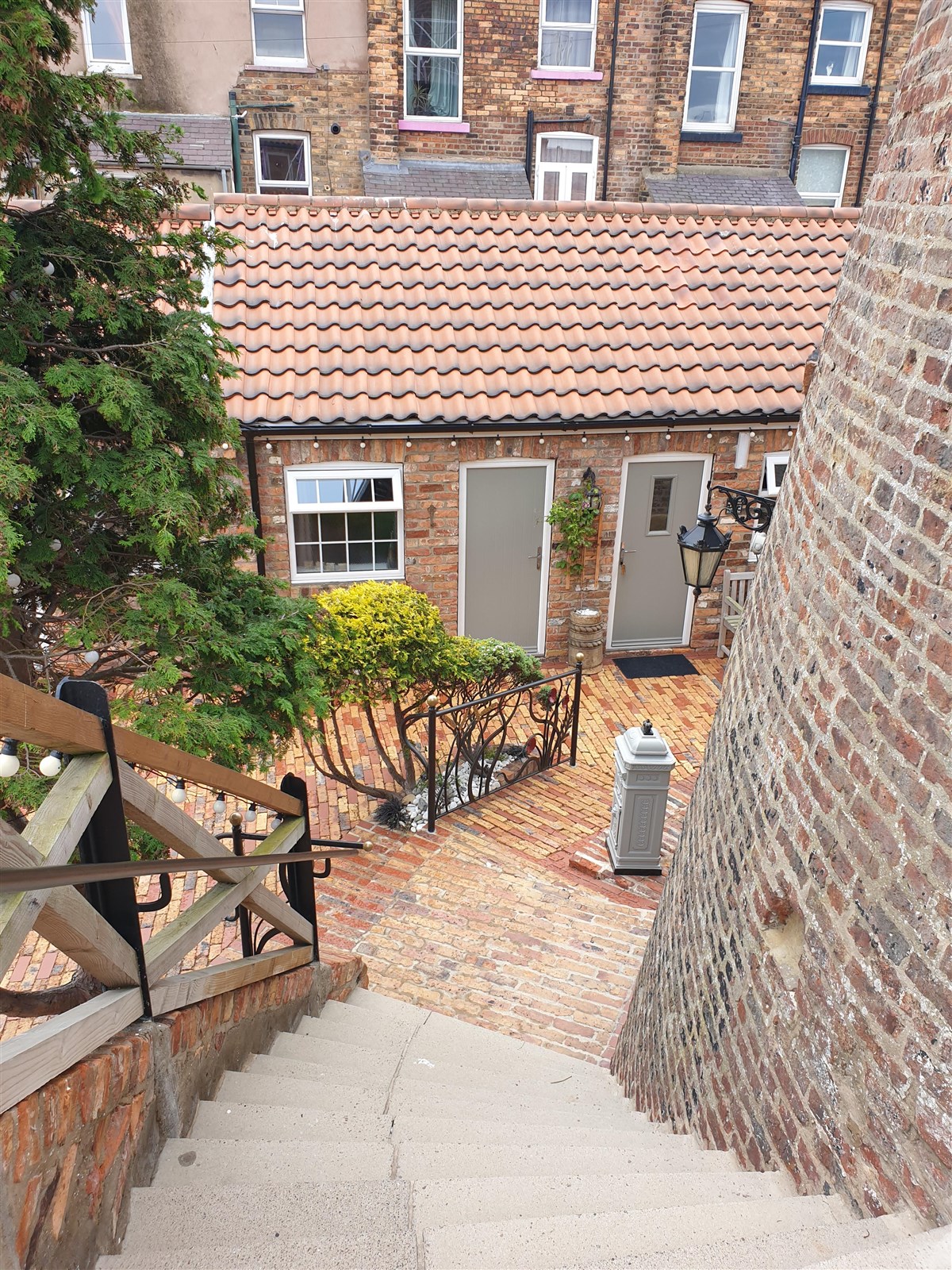 Steps down to reception