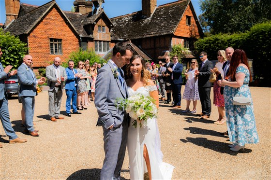Bridal Party at the Front of Langshott Manor