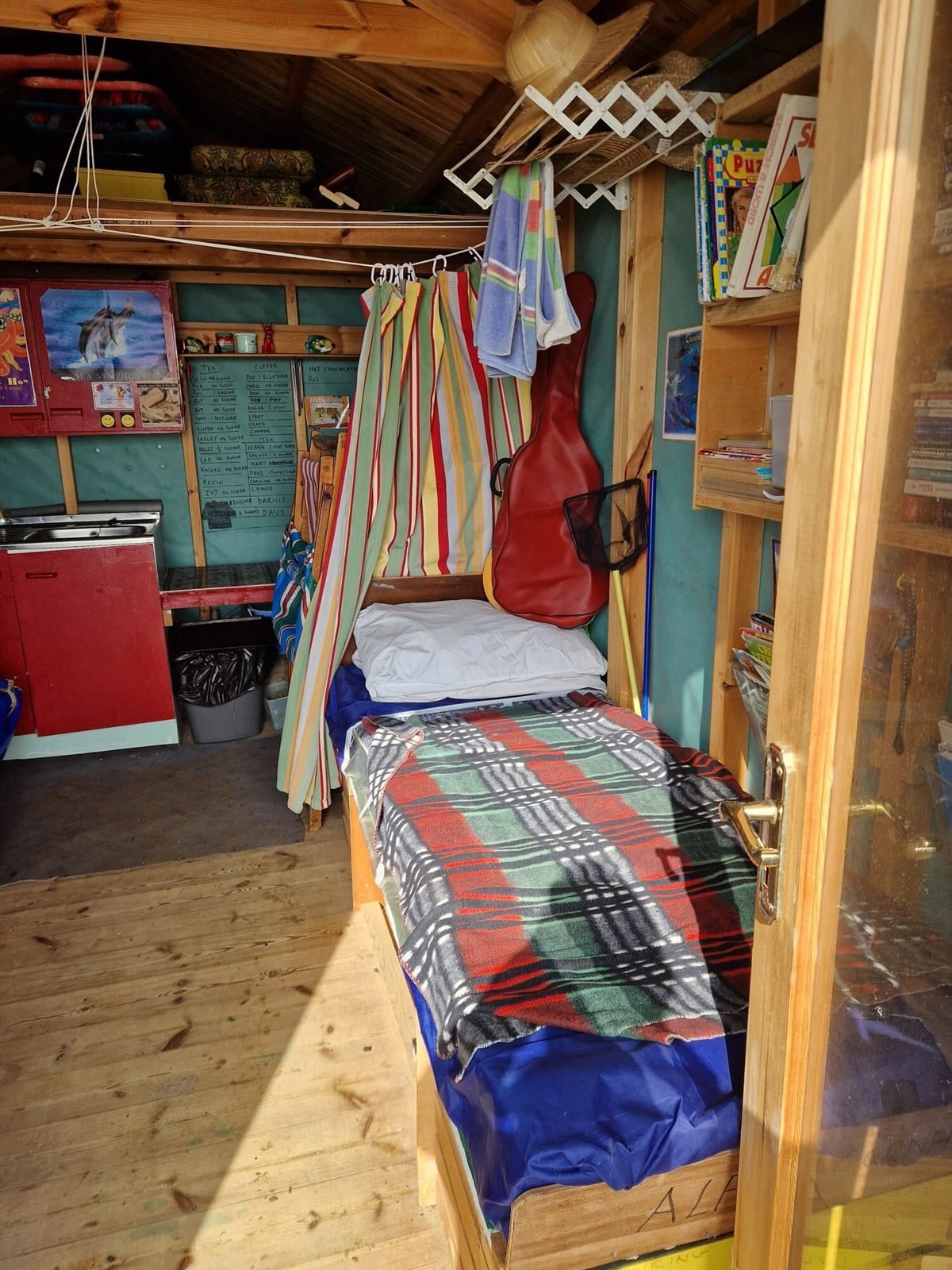 Inside the hut