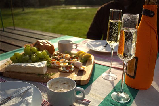 Breakfast served on the bank