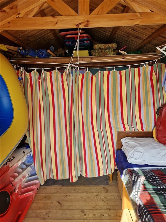 Inside the hut