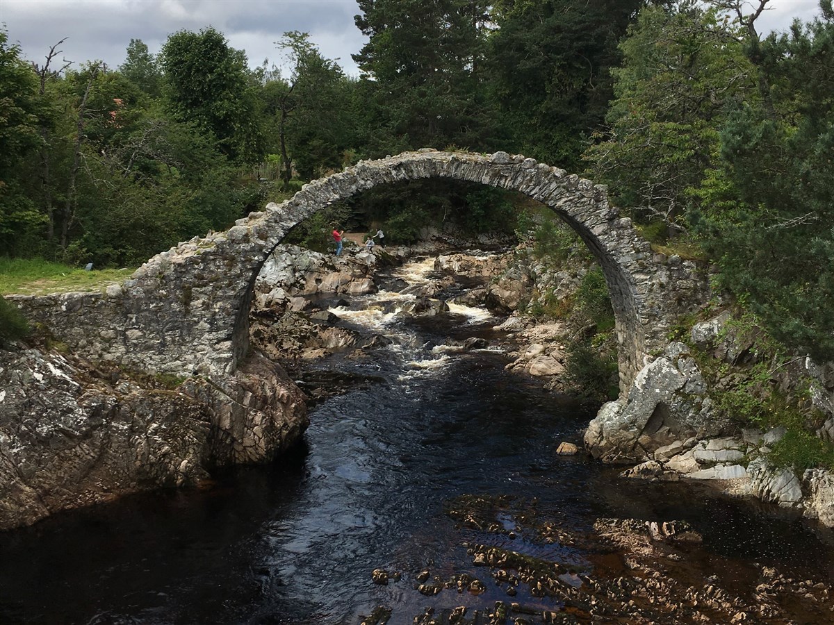 Visit the 300 year old Pack Horse Bridge in Carrbridge in the Cairngorms National Park