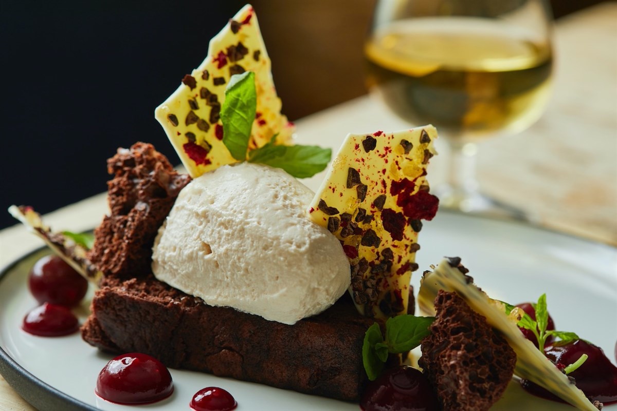Chocolate Torte and Cherry Gel
