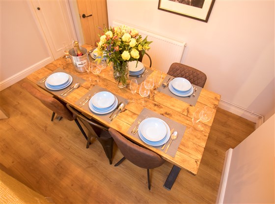 Wooden table for celebrating at