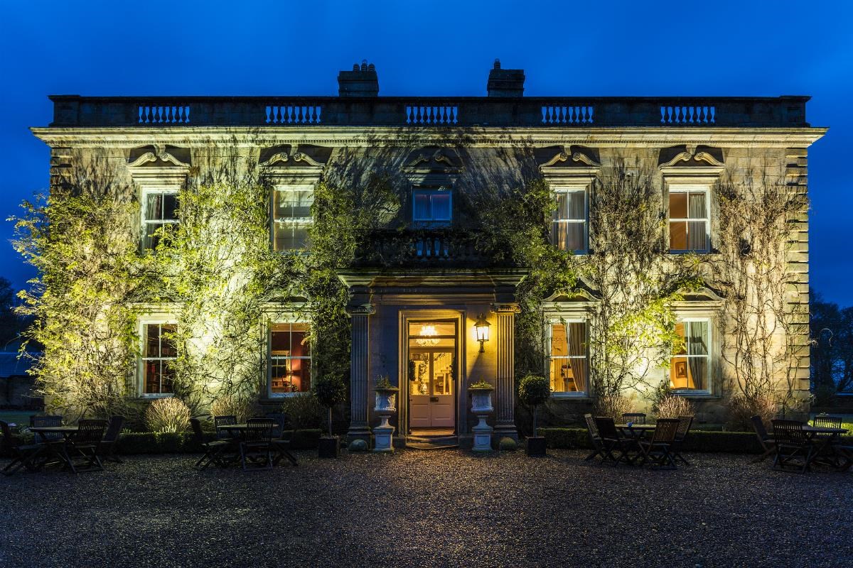 Eshott Hall at night