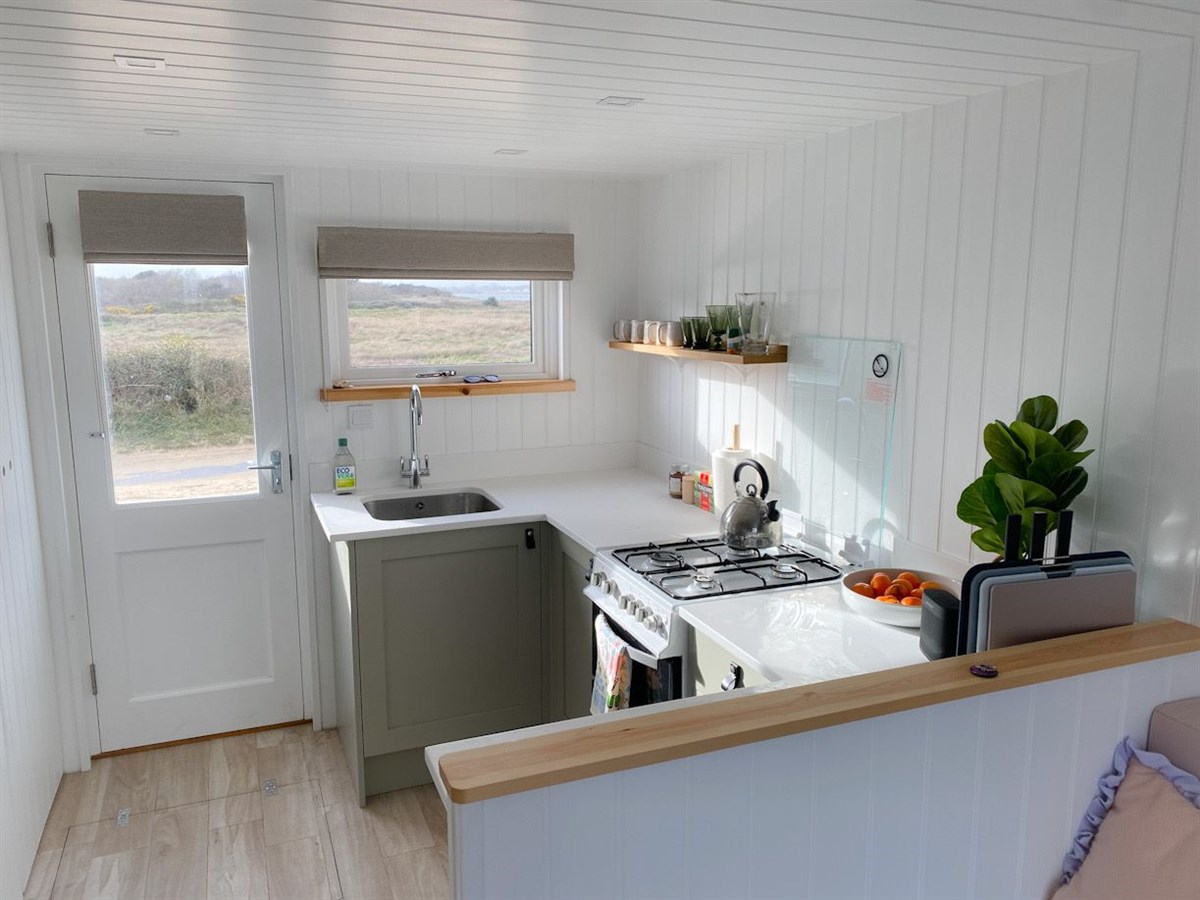 Kitchen area with glimpse of view