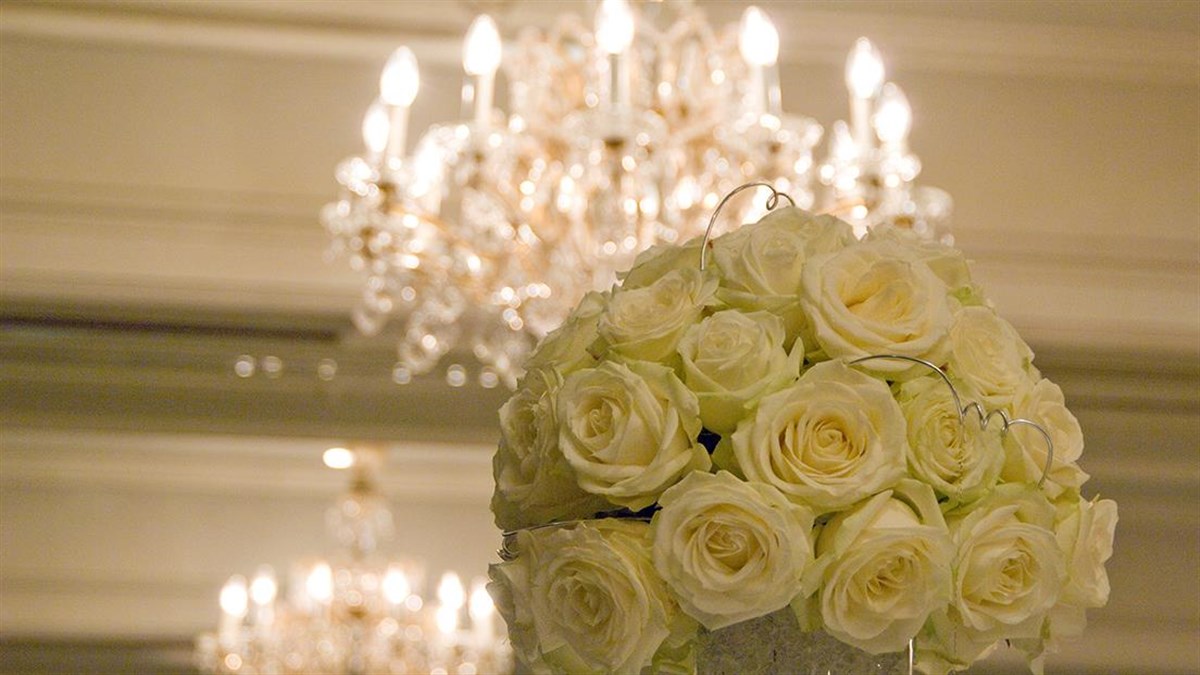 Flower and chandelier detail