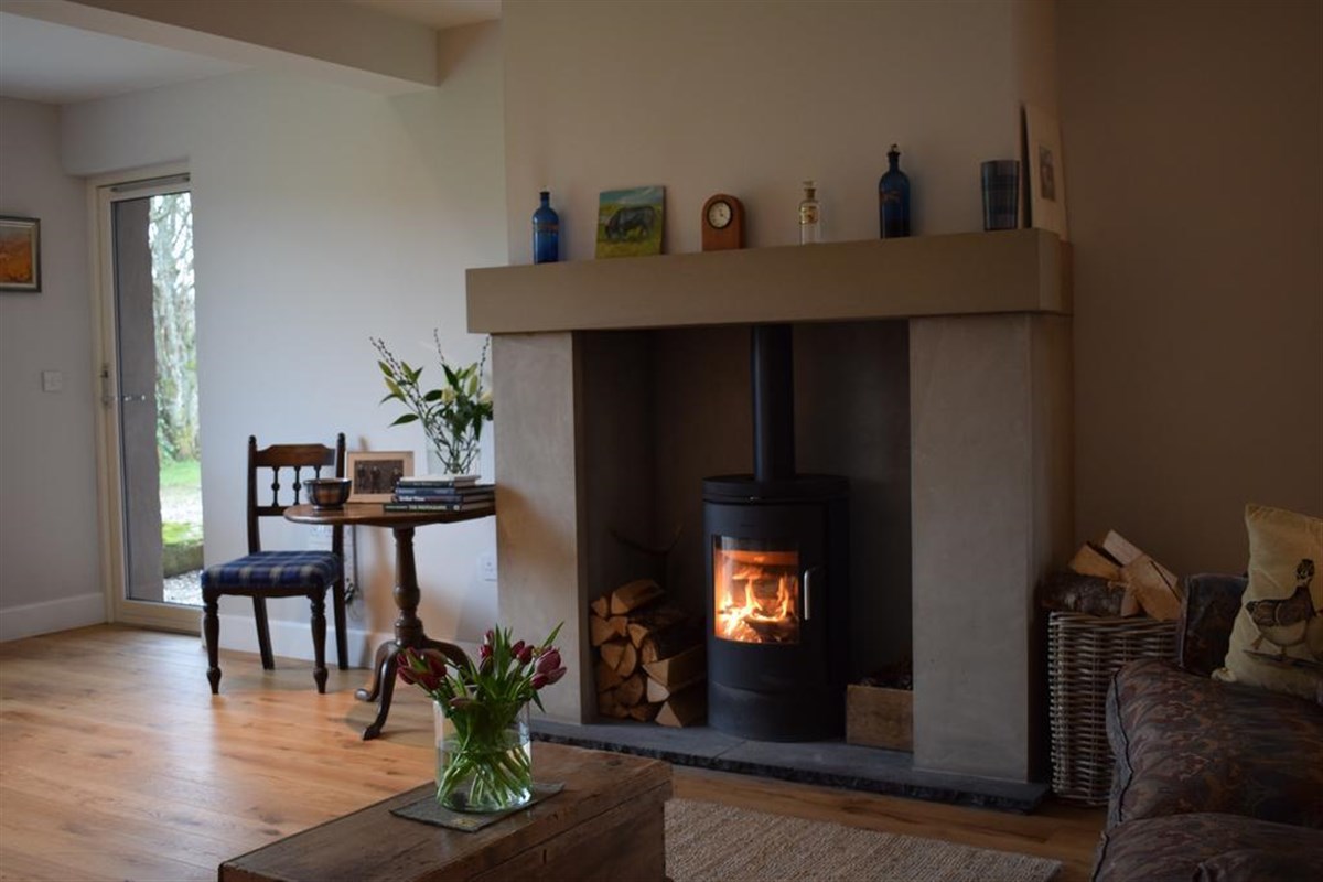 Cosy wood-burner in drawing room
