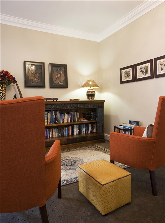 Área da biblioteca no lounge