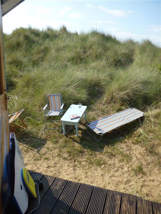 front of hut