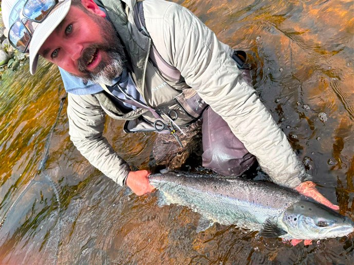 10 A. Mr James with a cracking fish caught from the Long Shot