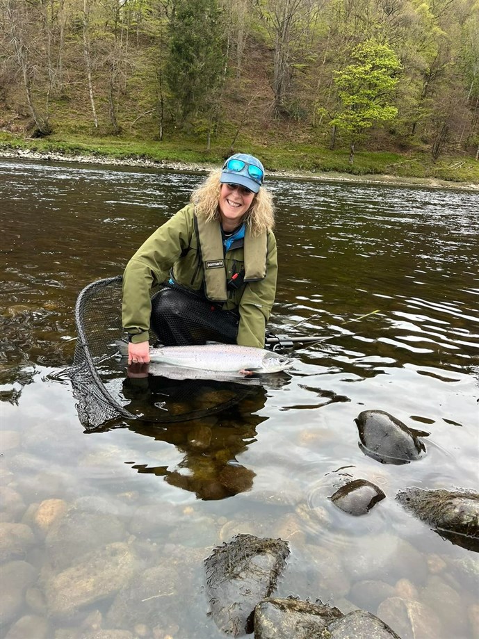 Tara Spiers with a fine fish caught at Newtyle on Monday