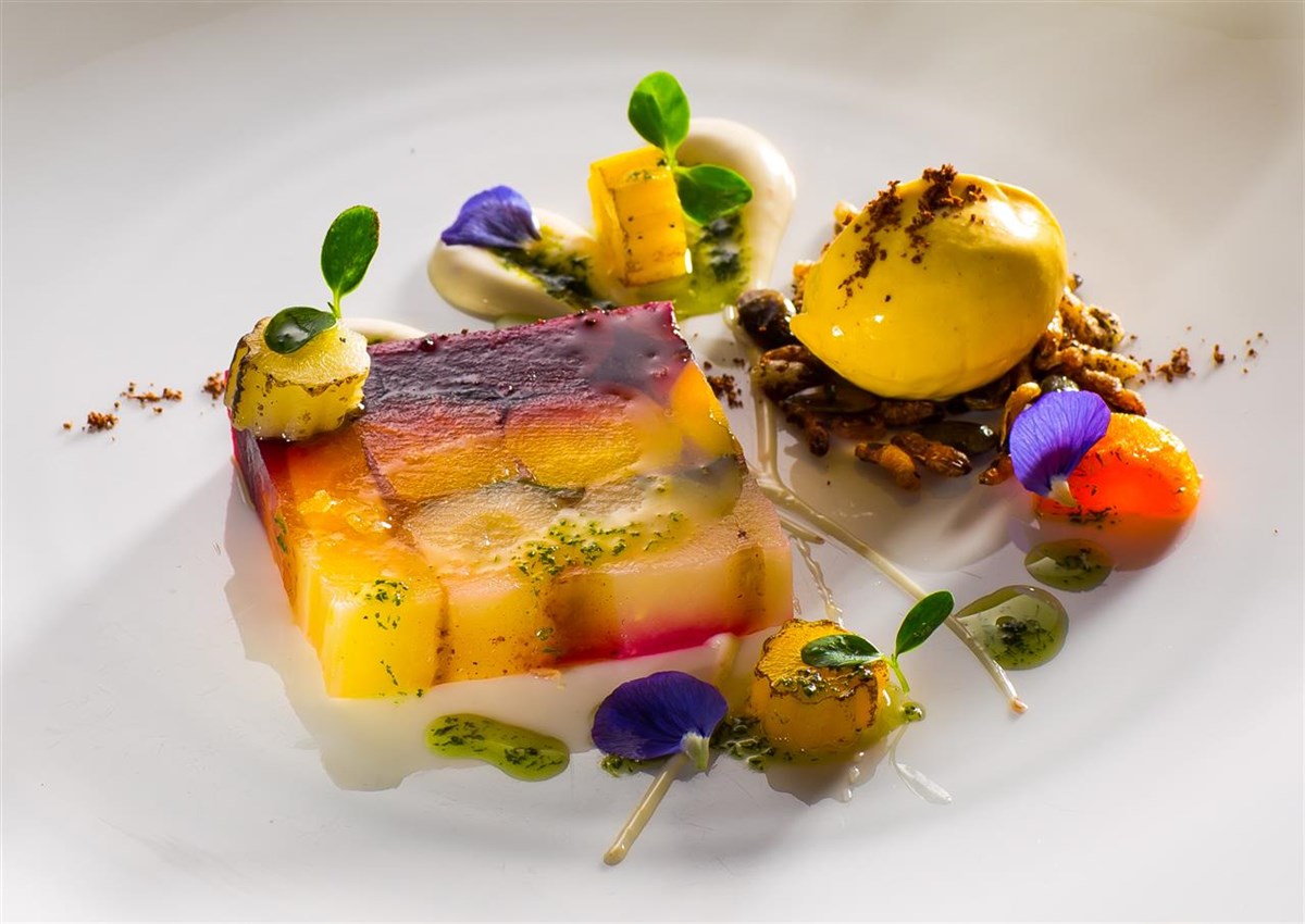 Terrine of heritage carrots with star anise ice-cream