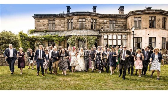 Wedding party in the grounds